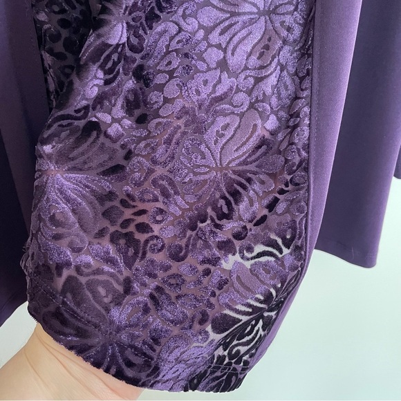 Christopher & Banks 2pc Purple Open Front Velvet Trim Cardigan & Tank Si… - Picture 5 of 10